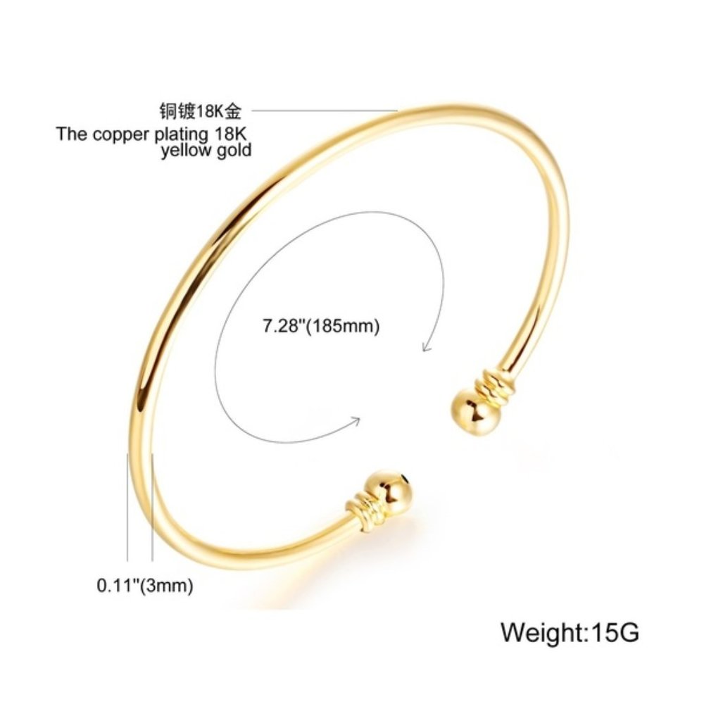 18K Gold Plated Bangle Bracelet - Picture 2 of 4
